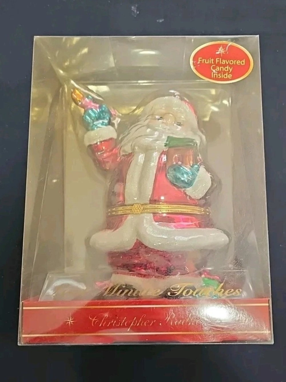 Christopher Radko Last Minute Touches Glass Santa Claus Ornament Candy Container